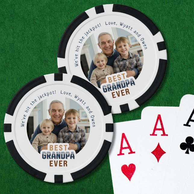 Jetons De Poker Custom Text Photo Best Grandpa Ever (Créateur téléchargé)