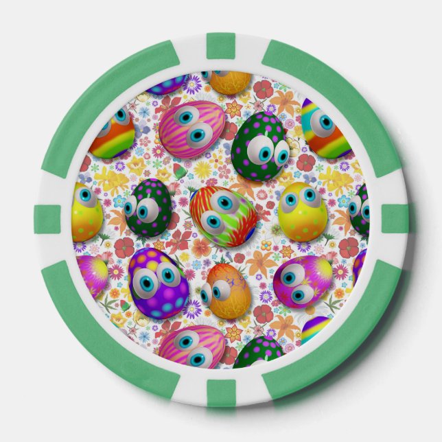 Jetons De Poker Cute and Funny Easter Eggs Cartoon (Recto)
