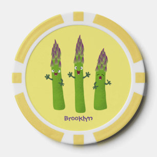 Jetons De Poker Cute asperges chantant un trio végétal dessin anim