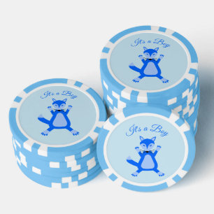 Jetons De Poker Cute Blue Baby Boy Fox Custom Gender Revela