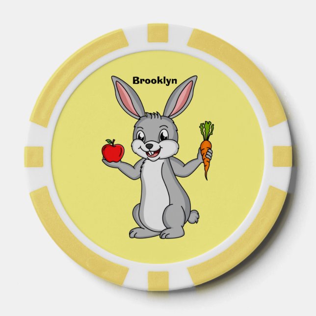 Jetons De Poker Cute bunny rabbit with vegetables (Recto)