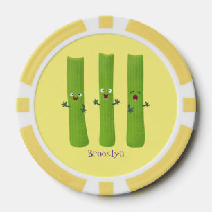 Jetons De Poker Cute céleri bâtons trio caricature légumes