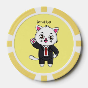Jetons De Poker Cute chaton chat en costume d'affaires dessin anim