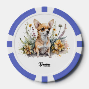 Jetons De Poker Cute Chihuahua en fleurs