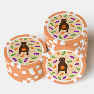 Jetons De Poker Cute Halloween Rat et Citrouille