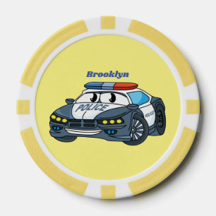 Jetons De Poker Cute happy police car cartoon illustration