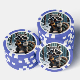 Jetons De Poker Cute Kawaii style Raccoon avec cône crème de pin