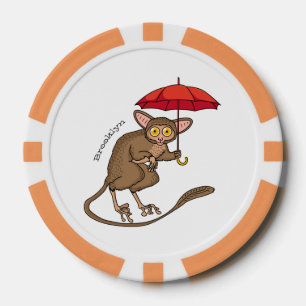 Jetons De Poker Cute Tarsier avec dessin animé parapluie