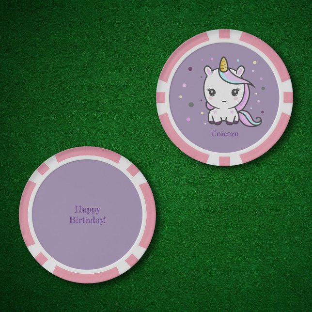 Jetons De Poker Cute Unicorn violet (Cute Unicorn Purple Poker Chips)