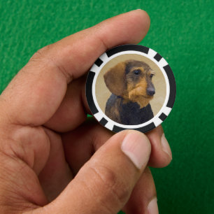 Jetons De Poker Dachshund (À poils durs) Peinture Chien Art origin
