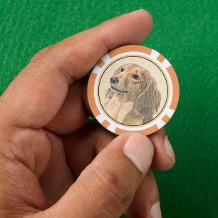 Jetons De Poker Dachshund (Longhaerien) Peinture - Art Chien origi