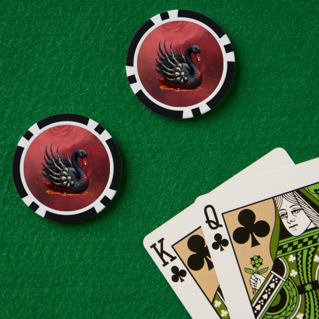 Jetons De Poker Dark Swan of Bones – Gothic Elegance  (Table de poker (double))