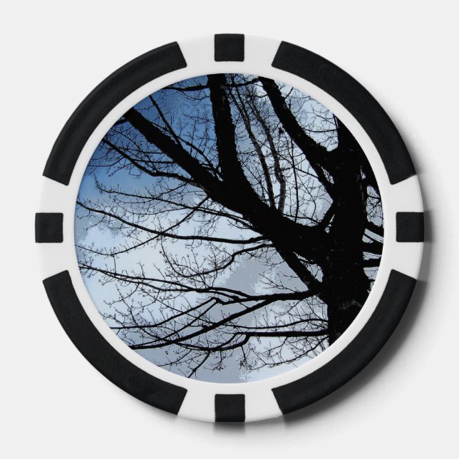 Jetons de poker d'art de cieux bleus et d'arbre (Recto)