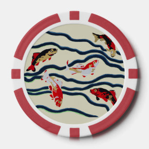 Jetons De Poker Déco Art Carpe Coloré Piscine Décor Marine