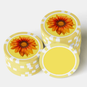 Jetons De Poker Dégradé de fleurs orange jaune vif découpé