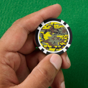 Jetons De Poker Déguisement Jaune et Marron Camouflage, Militaire,