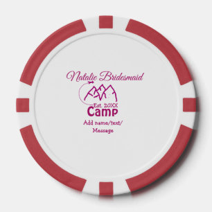Jetons De Poker Demoiselle d'honneur de camp rose ajouter nom date