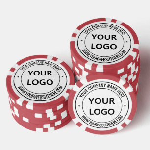 Jetons de poker d'entreprise avec logo et texte pe