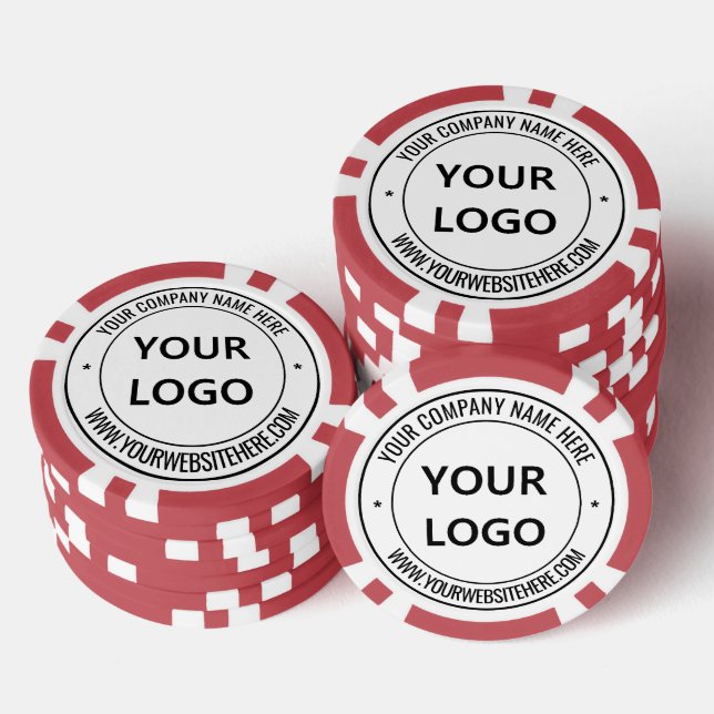 Jetons de poker d'entreprise avec logo et texte pe (Empiler)