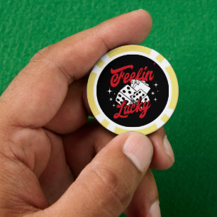 Jetons De Poker Dés et Cartes Rétro Casino « Chanceux »