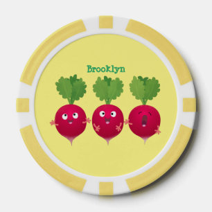 Jetons De Poker Des radis mignons chantant des légumes de dessin a