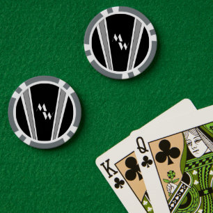 Jetons De Poker Design Art Déco Noir Et Gris Monogramme