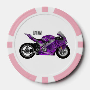 Jetons De Poker Dessin de moto de sport violet