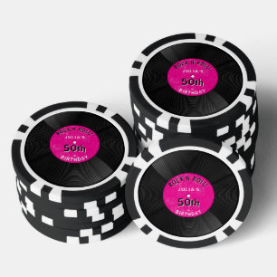 Jetons De Poker Disque Vinyle Rétro Rock N Roll Rose Anniversaire