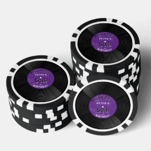 Jetons De Poker Disque Vinyle Rétro Rock N Roll Violet Anniversair