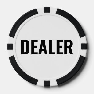 Jetons De Poker Distributeur Texte Noir et Blanc Simple