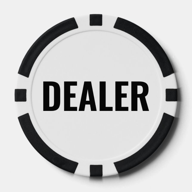 Jetons De Poker Distributeur Texte Noir et Blanc Simple (Recto)
