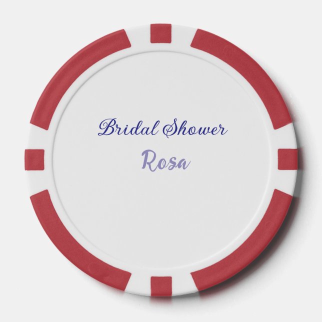 Jetons De Poker Douche de mariée violet ajouter nom date élégantst (Recto)