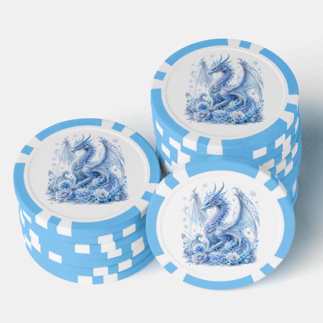 Jetons De Poker Dragon de glace majestueux  (Empiler)