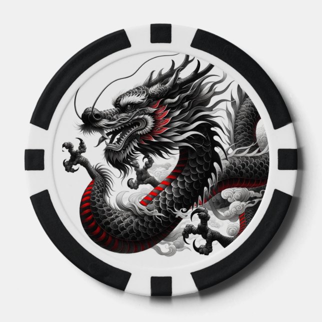 Jetons De Poker Dragon noir (Recto)