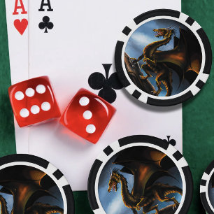 Jetons De Poker Dragon noir cuivre or