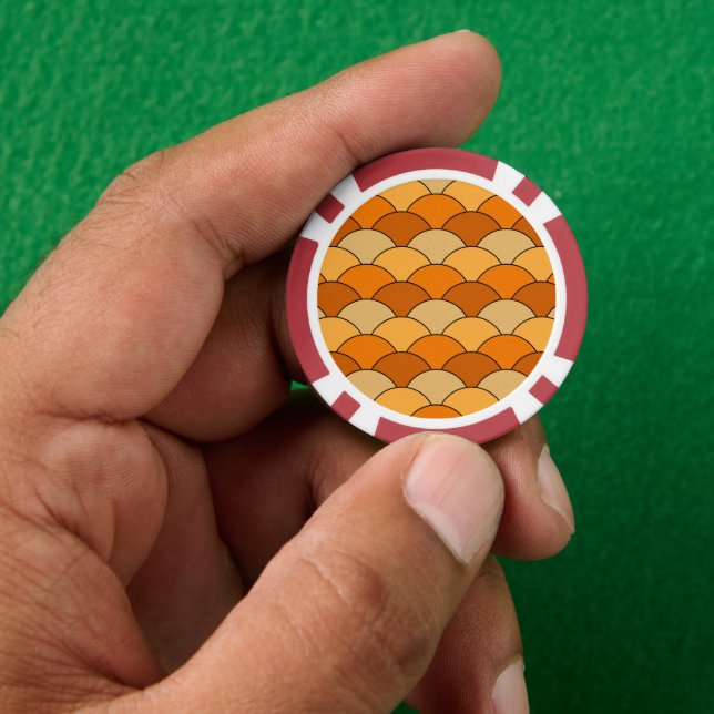 Jetons De Poker Dragon Scales, Fans, Waves, Seigaiha, Orange (main)