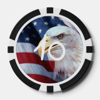 Jetons De Poker Drapeau américain de tête d'aigle chauve 4 juillet
