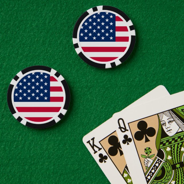 Jetons de poker Drapeau Américain Patriotique (Table de poker (double))