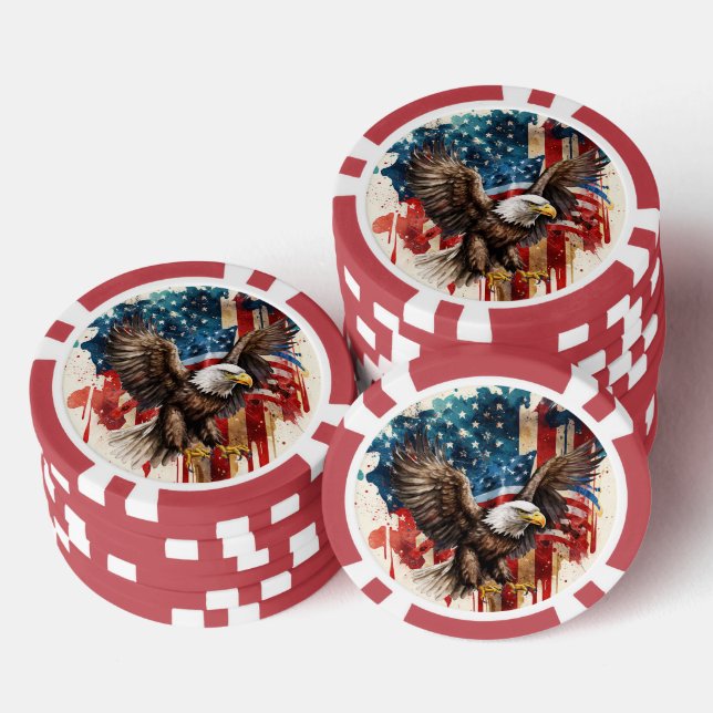 Jetons De Poker Drapeau Bald Eagle Abstrait USA (Empiler)