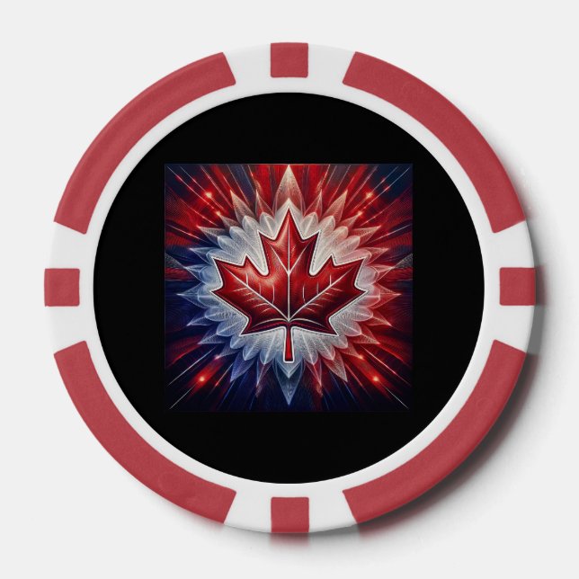 Jetons De Poker Drapeau canadien Feuille d'érable Fractal (Recto)