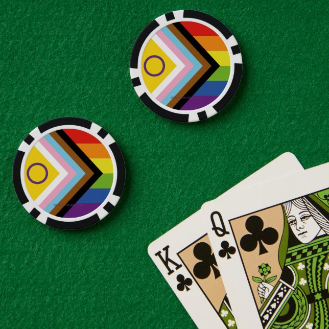 Jetons De Poker Drapeau de fierté intersexe de SlipperyJoe's fond  (Table de poker (double))