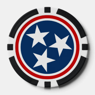 Jetons De Poker Drapeau de l'État du Tennessee Bleu Étoiles Blanch