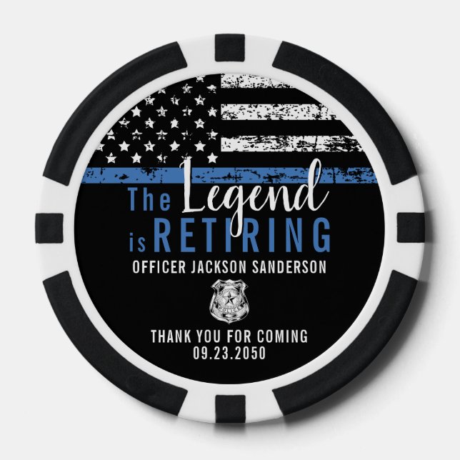 Jetons De Poker Drapeau de retraite de la police Agent des forces  (Recto)