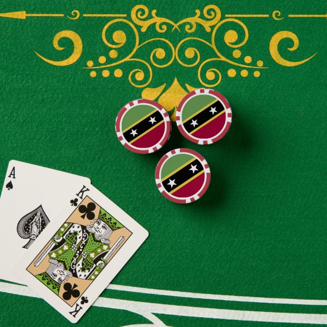 Jetons De Poker Drapeau de Saint-Kitts-et-Nevis (Table de poker (pile))