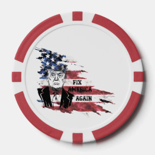 Jetons De Poker Drapeau des Etats-Unis.Donald Trump.