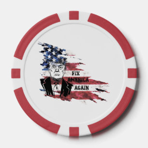 Jetons De Poker Drapeau des Etats-Unis.Donald Trump.