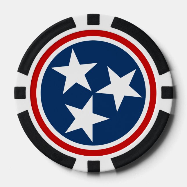 Jetons De Poker Drapeau d'état du Tennessee Bleu Blancs étoiles (Recto)