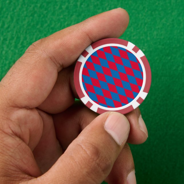 Jetons De Poker Drapeau diamant Bavière bleu et rouge Motif (main)