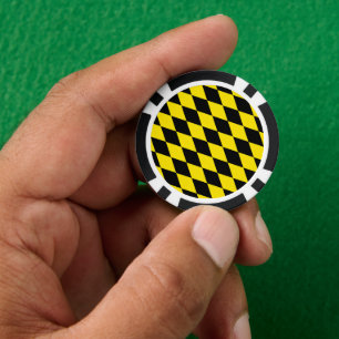 Jetons De Poker Drapeau diamant de Bavière noire et jaune Motif