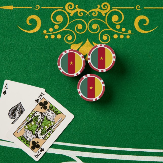Jetons De Poker drapeau du Cameroun (Table de poker (pile))